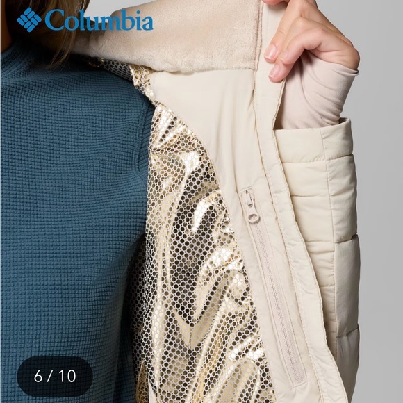 Columbia Women's Joy Peak ll Mid Cream Hooded Puffer Jacket in Medium NWT - Picture 6 of 16